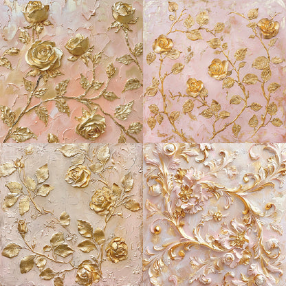 24PCS 6" Gold Floral Scrapbook Paper & Cardstock