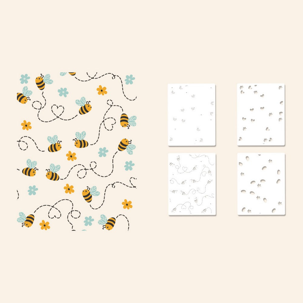 4 PCS Flying Bees Pattern DIY Painting Hollow Stencil