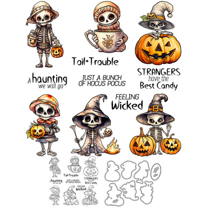 Halloween Skull Pumpkin Dies & Stamps Set