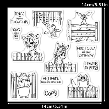 Cute Animals in the Fence Dies & Stamps Set