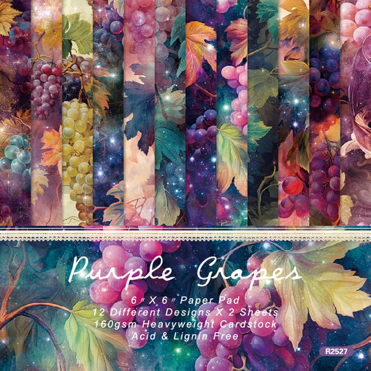 24PCS 6" Purple Grapes Scrapbook Paper & Cardstock