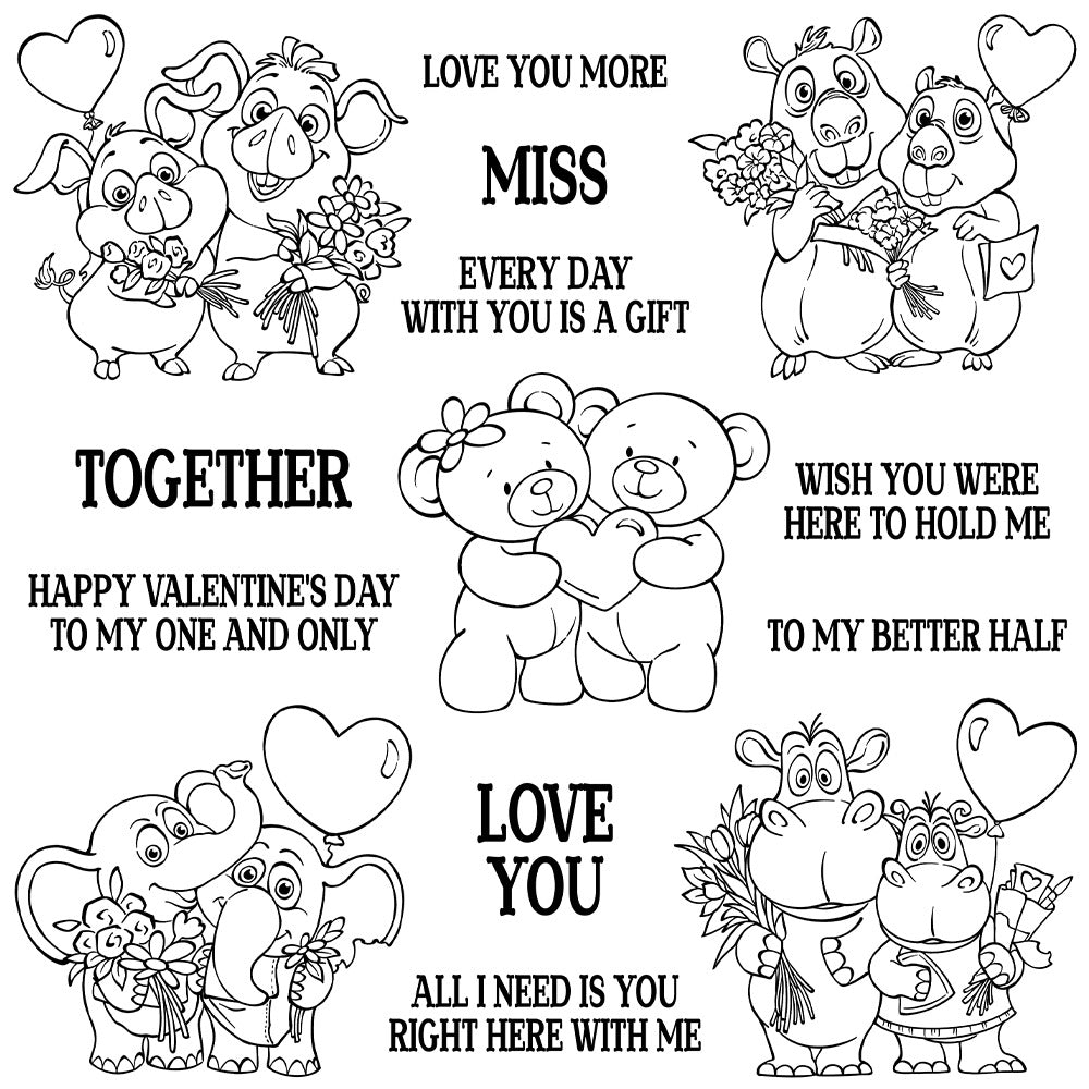Valentine's Day Animal Couples Dies & Stamps Set