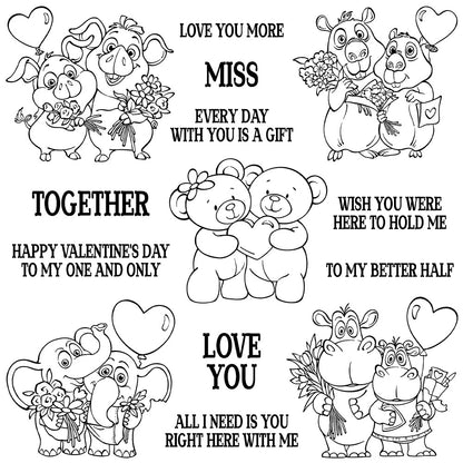Valentine's Day Animal Couples Dies & Stamps Set