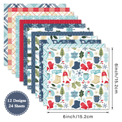 24PCS 6" Frosty Scrapbook Paper & Cardstock