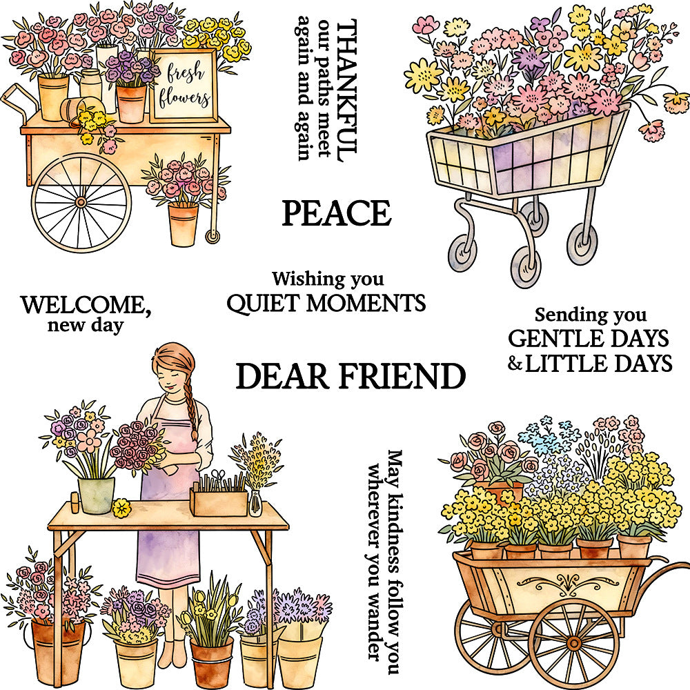 Flower Stall Girl Clear Stamps