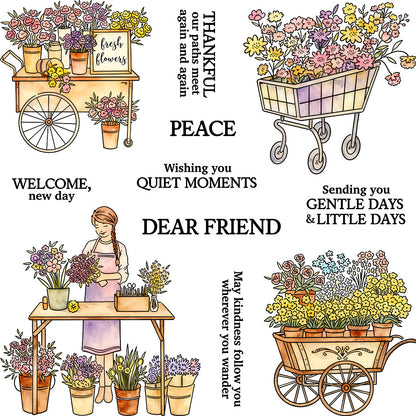 Flower Stall Girl Clear Stamps