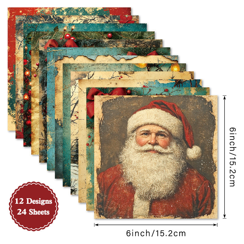 24PCS 6" Christmas Theme Scrapbook Paper & Cardstock