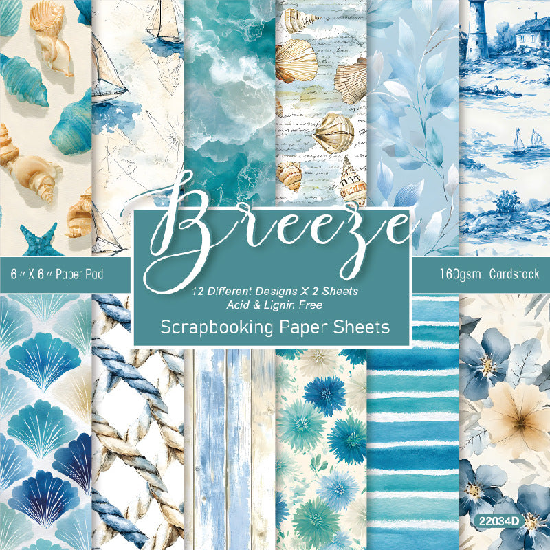 24PCS 6" Beach Scrapbook Paper & Cardstock