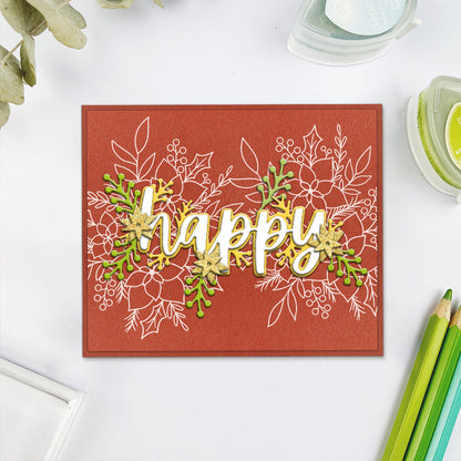 Christmas Flower Dies & Stamps Set