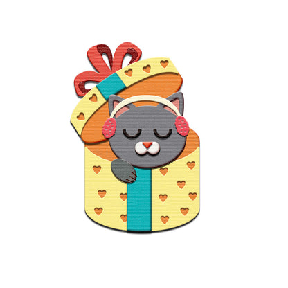 Christmas Kitten Gift Box Metal Cutting Dies