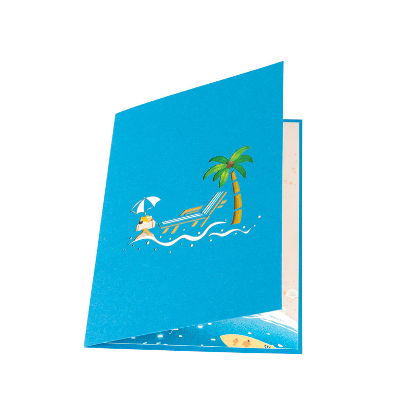 3D Creative Beach Vacation Pop-Up Greeting Card