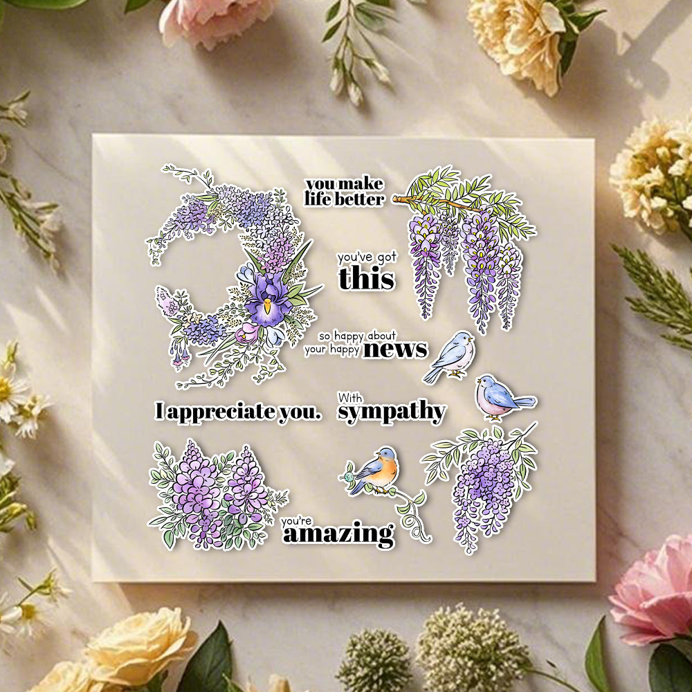 Wisteria Flowers Clear Stamps