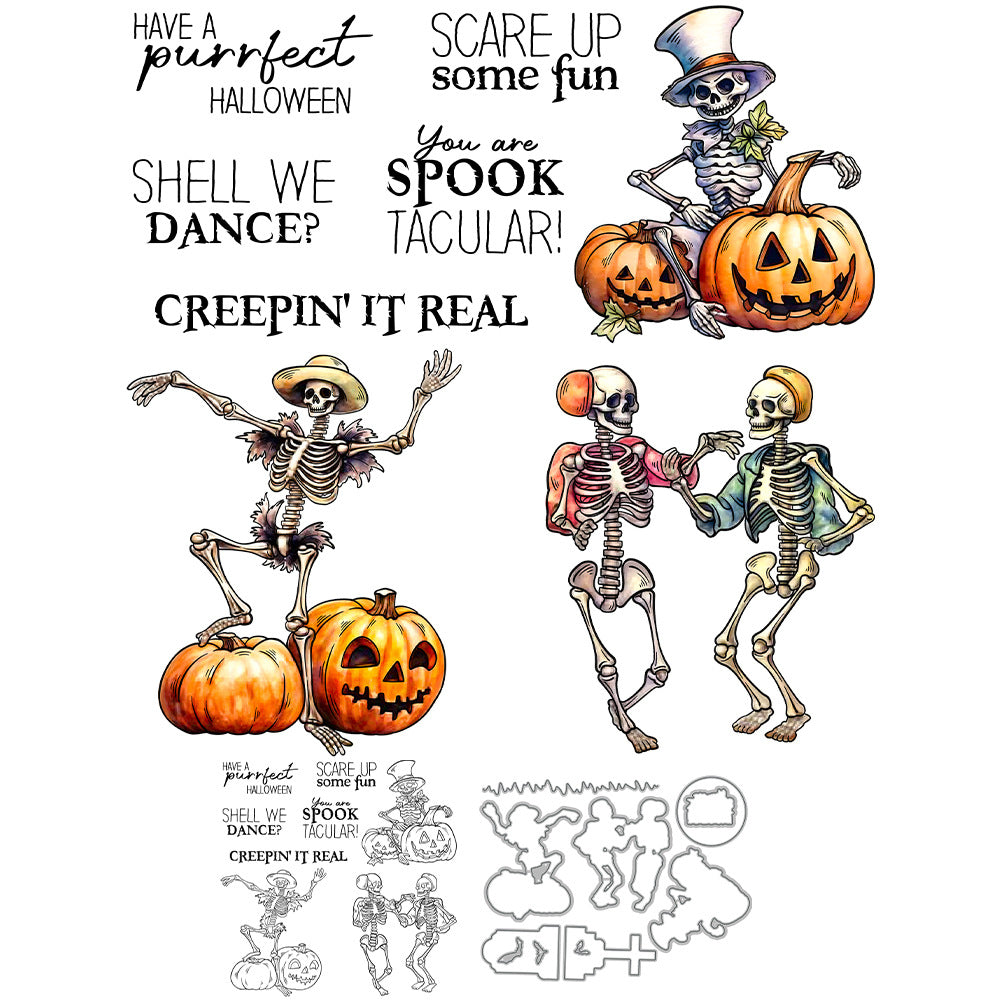 Halloween Dancing Skeleton Dies & Stamps Set