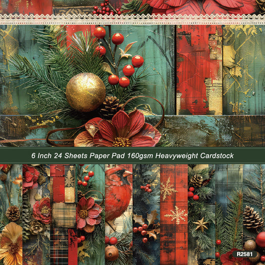 24PCS 6" Christmas Scrapbook Paper & Cardstock