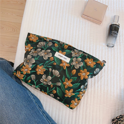 Vintage Floral Jacquard Canvas Cosmetic Bag