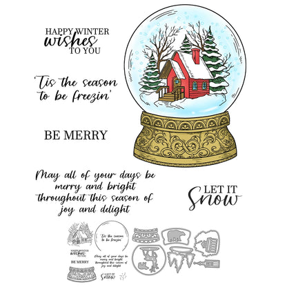 Winter Christmas Crystal Ball Dies & Stamps Set