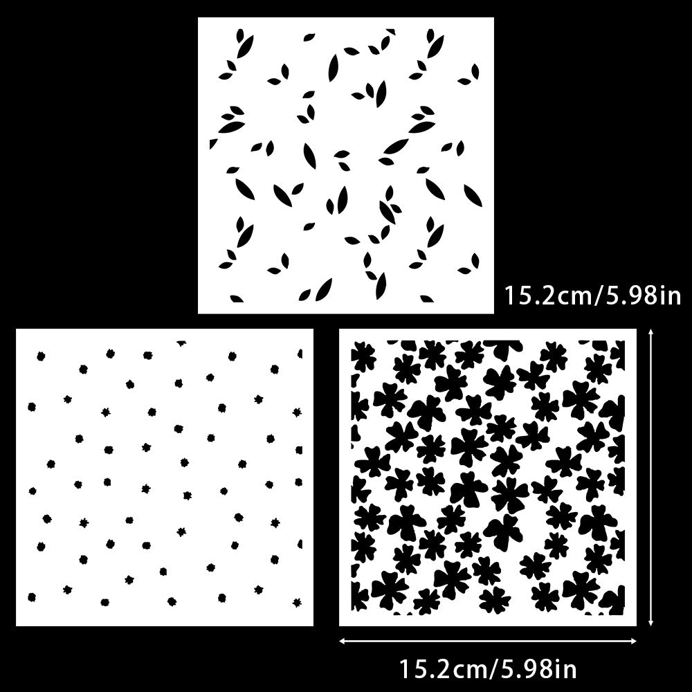3 PCS Leaves Background DIY Painting Hollow Stencil