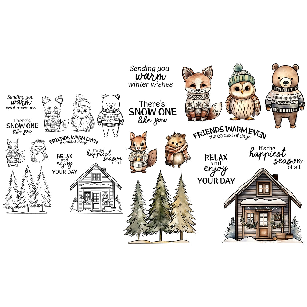 Winter Animal Tree House Dies & Stamps Set