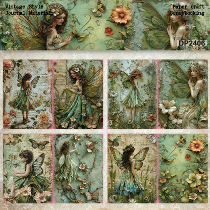 A5 Vintage Style Fairy Scrapbook Paper