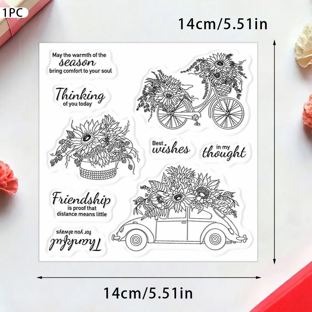 Sunflowers and Cars Clear Stamps