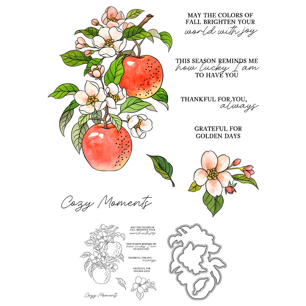Apples and Flowers Dies & Stamps Set