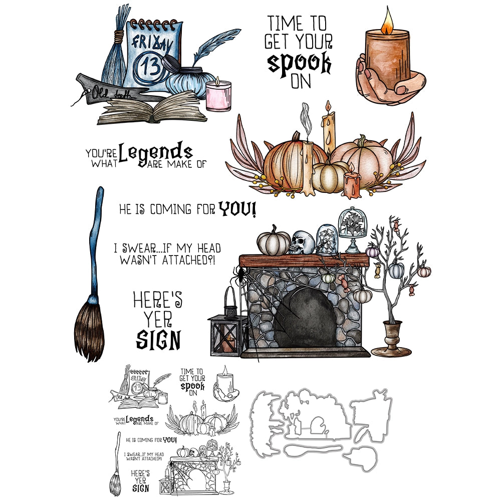Halloween Decorations Dies & Stamps Set