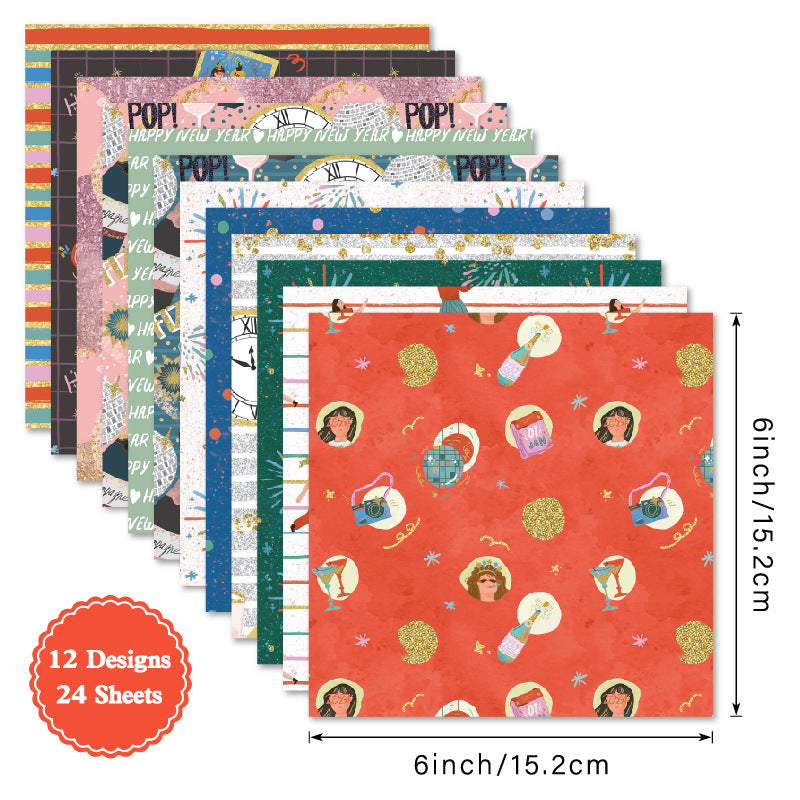 24PCS 6" Spark Scrapbook Paper & Cardstock