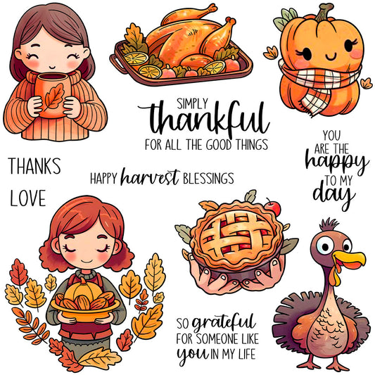 Thanksgiving Theme Dies & Stamps Set