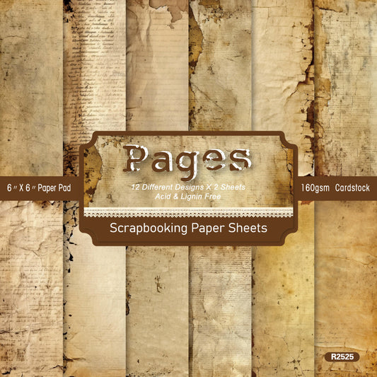 24PCS 6" Pages Scrapbook Paper & Cardstock