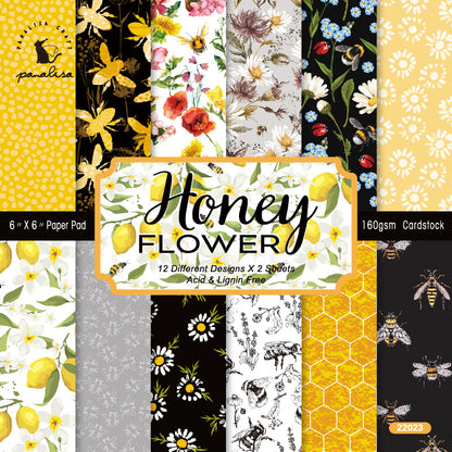 24PCS 6" Bee Honey Scrapbook Paper & Cardstock