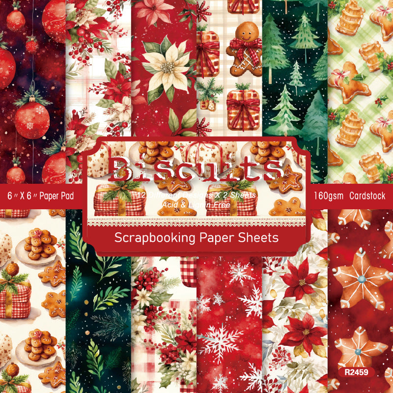 24PCS 6" Biscuits Scrapbook Paper & Cardstock