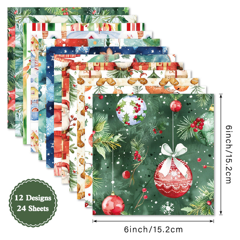 24PCS 6" Christmas Decorations Scrapbook Paper & Cardstock