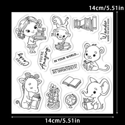 Reading Animals Clear Stamps