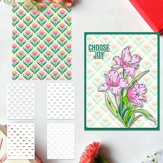 4 PCS Pretty Flowers Pattern DIY Painting Hollow Stencil
