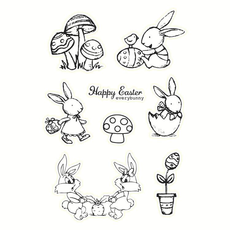 Rabbit Pulling Carrots Clear Stamps