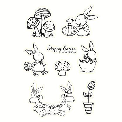 Rabbit Pulling Carrots Clear Stamps