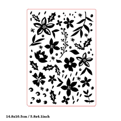 Flowers and Leaves Pattern Plastic Embossing Folder