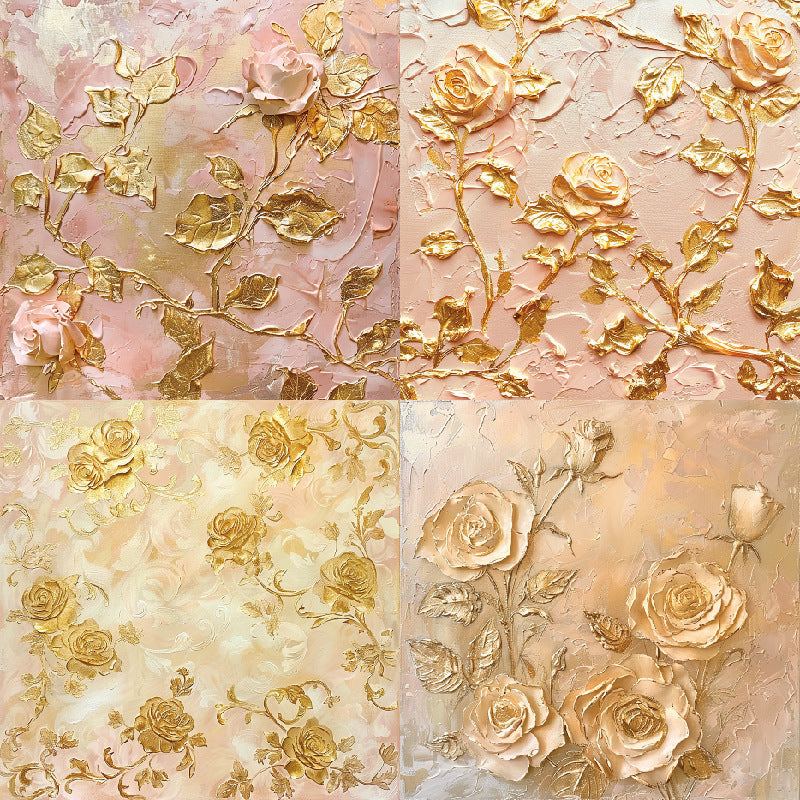 24PCS 6" Gold Floral Scrapbook Paper & Cardstock
