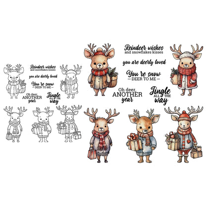 Merry Christmas Cute Reindeer Gift Dies & Stamps Set