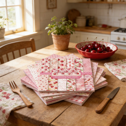 24PCS 6" Cherry Scrapbook Paper & Cardstock