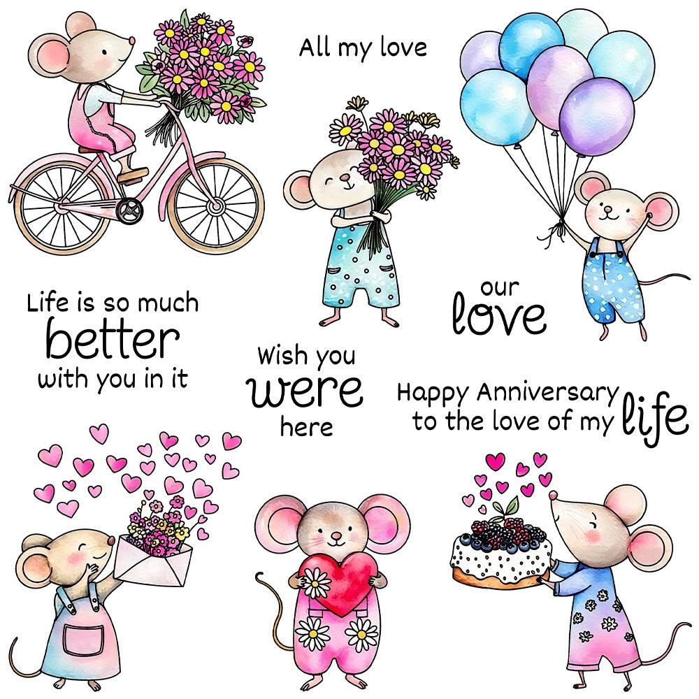 Valentine's Day Little Mouse Dies & Stamps Set