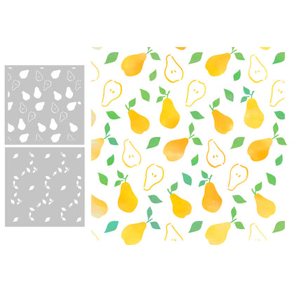 2 PCS Pear Pattern DIY Painting Hollow Stencil