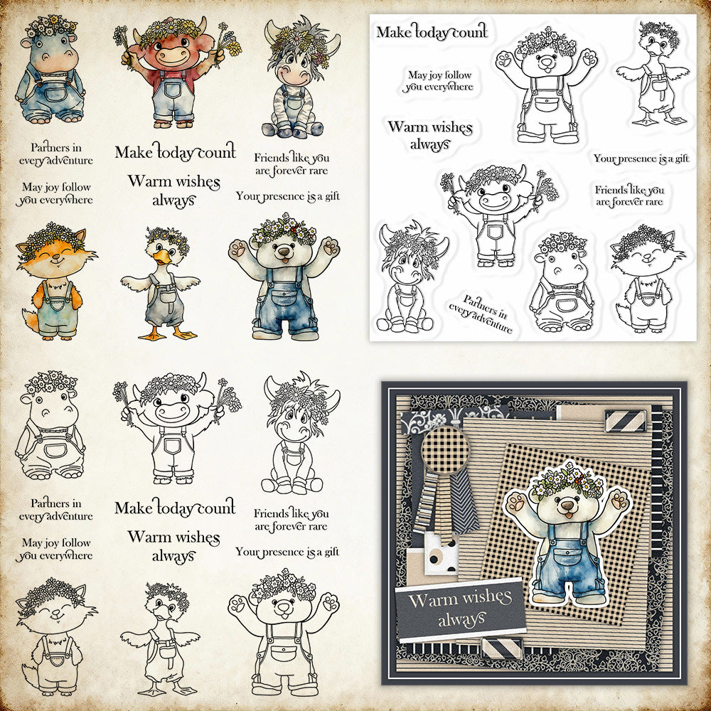 Wreath Animals Clear Stamps