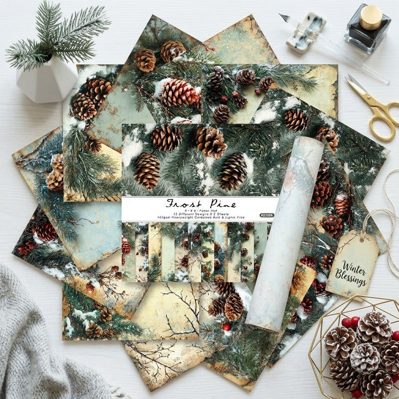 24PCS 6" Frost Pine Scrapbook Paper & Cardstock
