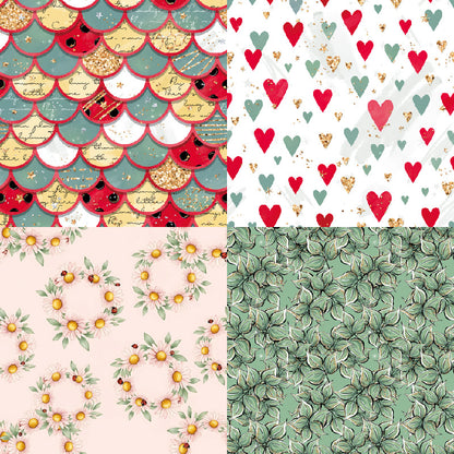24PCS 6" Ladybug Charm Scrapbook Paper & Cardstock