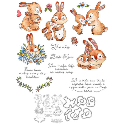Happy Mother's Day Rabbits Dies & Stamps Set