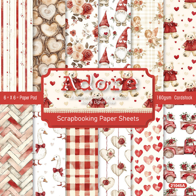 24PCS 6" Adore Scrapbook Paper & Cardstock