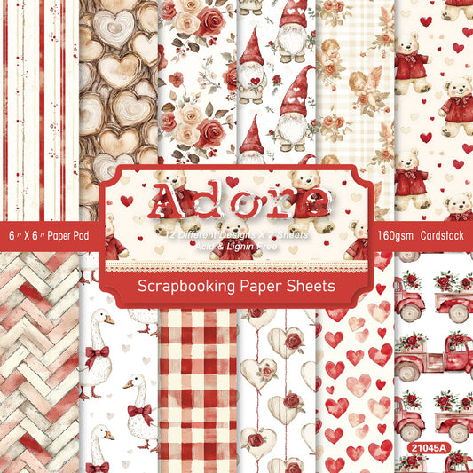 24PCS 6" Adore Scrapbook Paper & Cardstock