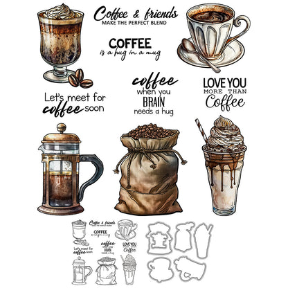 Retro Coffee Dies & Stamps Set