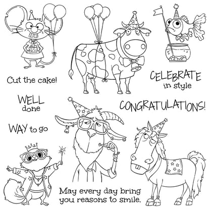 Funny Party Animals Dies & Stamps Set